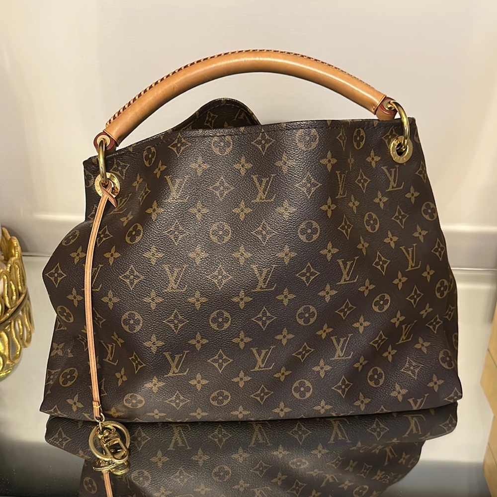 Louis Vuitton Artsy Monogram Canvas Top Handle Shoulder Bag in Brown and Natural
